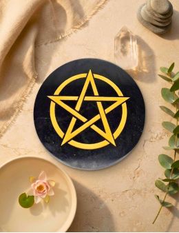 Plaque de rechargement - Shungite - Pentagramme - 8 cm