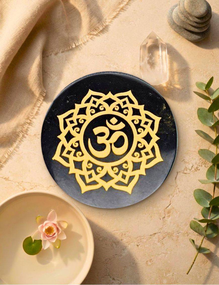 Plaque de rechargement - Shungite - Om - 8cm