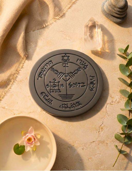 Pentacle de la Lune - Plaque talismanique en Hématite Pentacle de la Lune - Plaque talismanique en Hématite