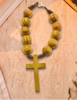 Dizainier corde, perles de bois façon olivier