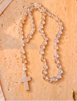 Chapelet en cristal de roche, pierres fines 6 mm