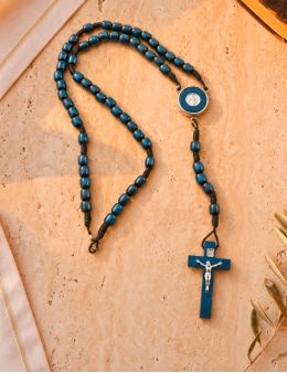Chapelet dominicain bois, perles ovales et mousqueton