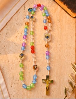 Chapelet corde, perles fantaisie multicolores