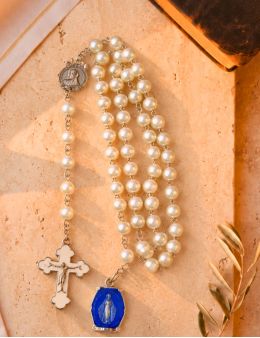 Chapelet chaînette, croix et médaille émaillées