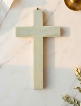Croix en Bois Blanc 17cm
