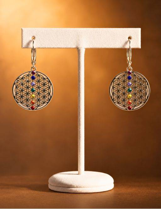 Boucles d'oreilles Acier inoxydable - 7 chakras - Linéaire 