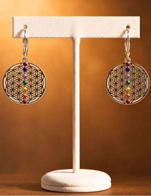 Boucles d'oreilles plaquée Argent - 7 chakras - Linéaire 