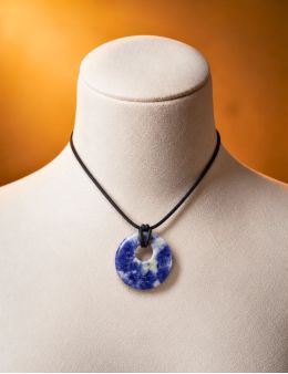 Pendentif pierre ronde percée - Sodalite