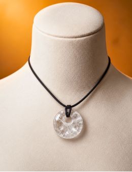Pendentif pierre ronde percée - Quartz - Cristal de roche