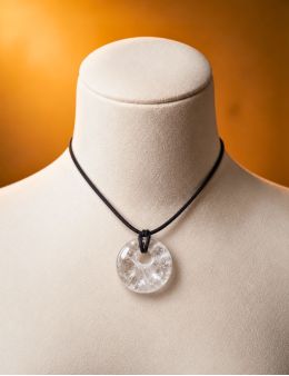 Pendentif pierre ronde percée - Quartz - Cristal de roche