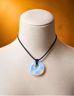 Pendentif pierre ronde percée - Opalite