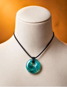 Pendentif pierre ronde percée - Howlite chrysocolle