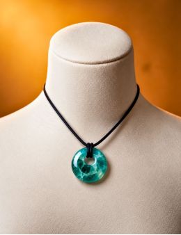 Pendentif pierre ronde percée - Gémeaux - Chrysocolle