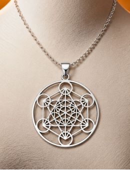 Pendentif Argent - Cube de métatron - 40 mm