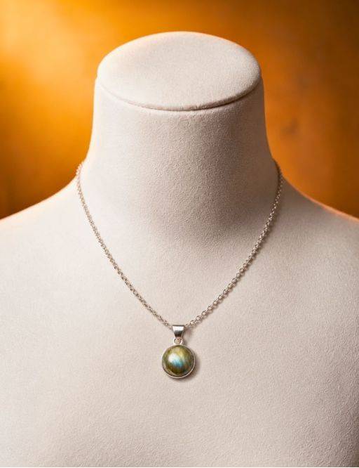 Pendentif argent 925 et labradorite ronde