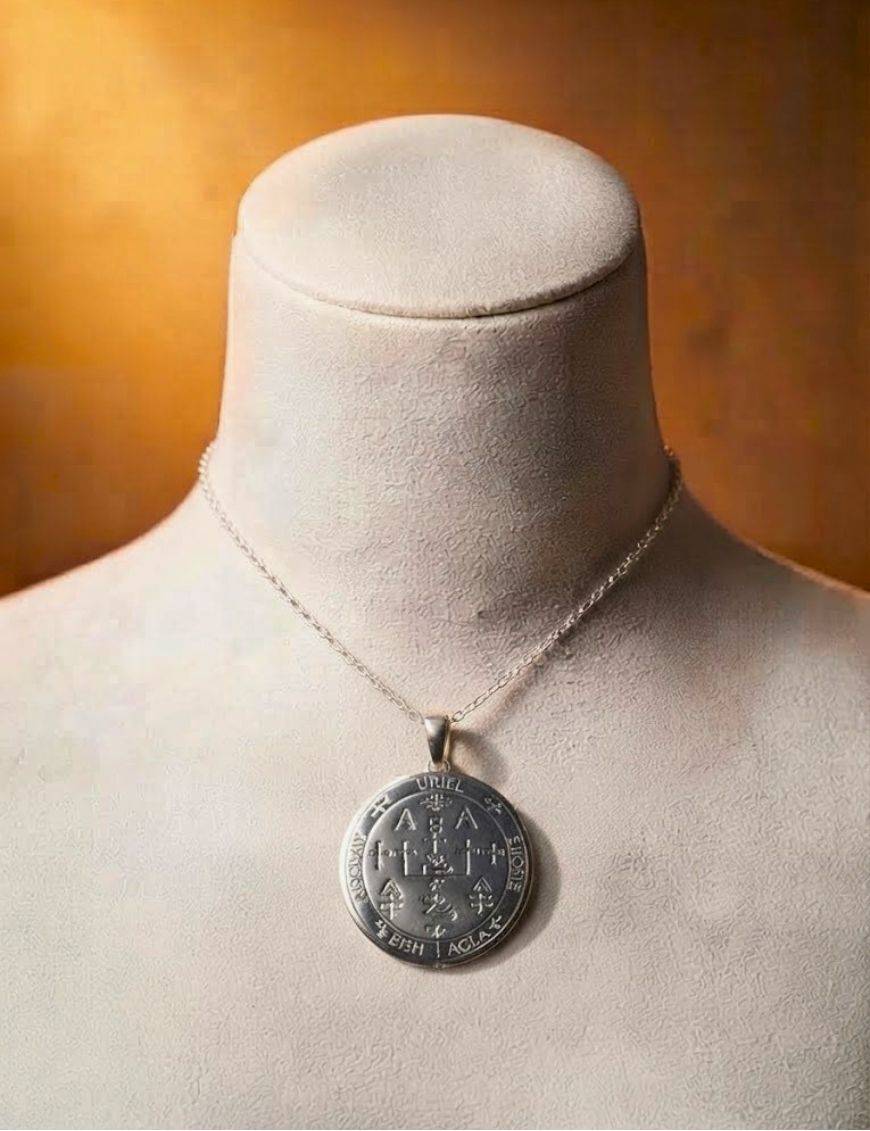 Pendentif médaille Archange Uriel - argent 925 - 3 cm