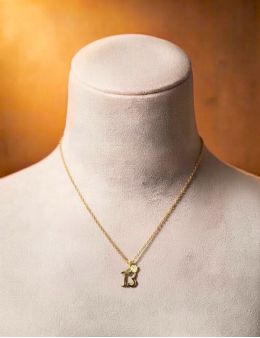 Pendentif Porte-bonheur, nombre 13 et trèfle à 4 feuilles, en plaqué or