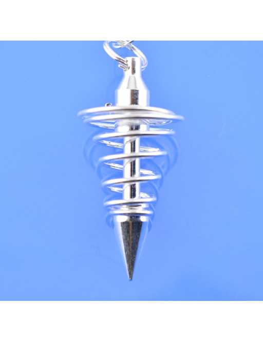 Pendule métal spiral argenté avec chaîne argentée - Diamètre 1.6 cm Pendule métal spiral argenté avec chaîne argentée - Diamètre 1.6 cm