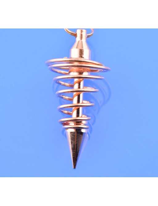 Pendule métal spiral cuivré avec chaîne cuivrée - Diamètre 1.6 cm