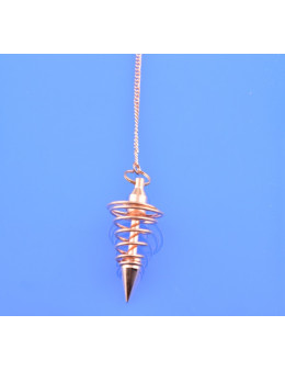 Pendule métal spiral cuivré avec chaîne cuivrée - Diamètre 1.6 cm