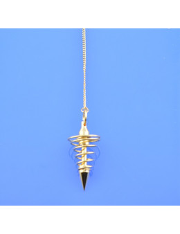 Pendule métal spiral doré avec chaîne dorée - Diamètre 1.6 cm