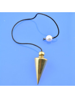 Pendule métal conique doré avec fil - Diamètre 1 cm