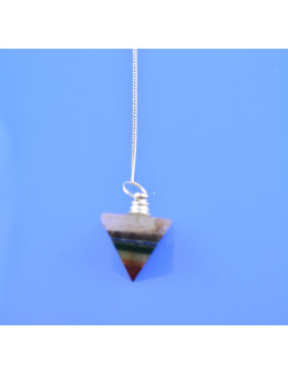 Pendule pyramide 7 chakras avec chaîne argentée