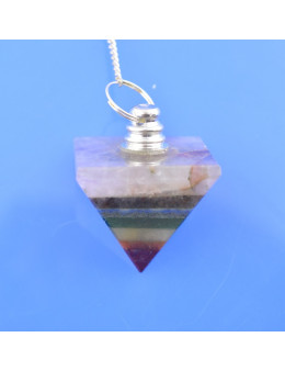 Pendule pyramide 7 chakras avec chaîne argentée