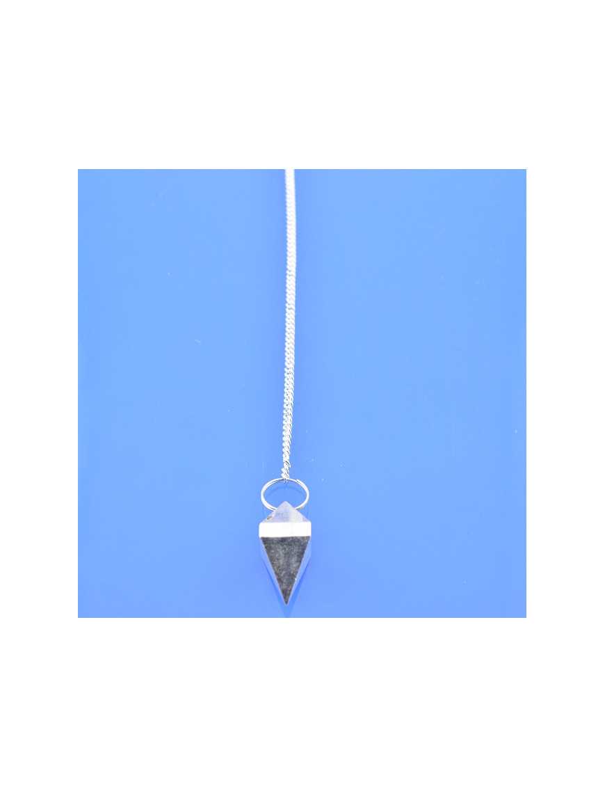 Pendule métal argenté pyramidal avec chaîne argentée