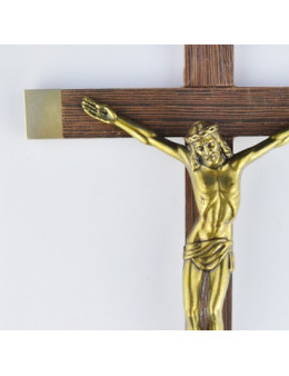 Croix en bois 30 cm et christ en bronze