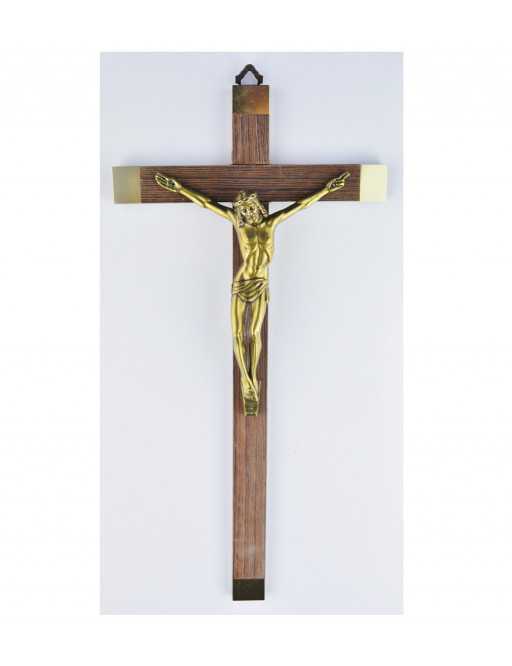 Croix en bois 30 cm et christ en bronze