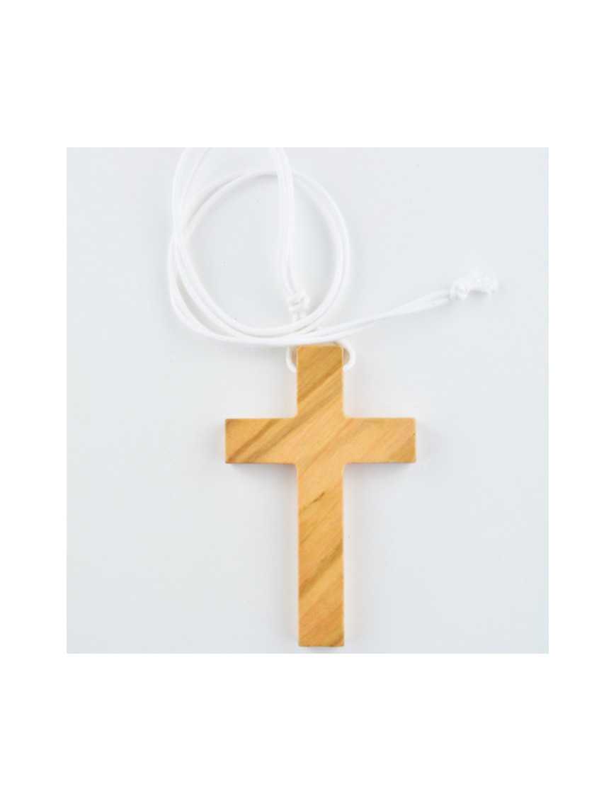 Croix en bois d'olivier 7,5 cm avec cordon - Croix de communion