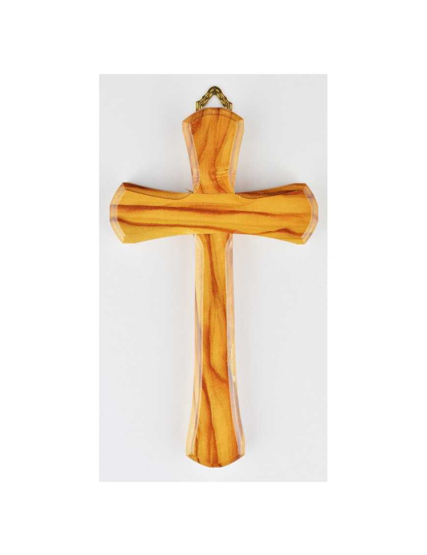 Croix évasée en bois d'olivier 15 cm
