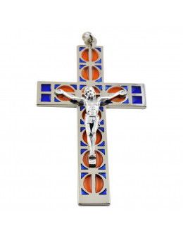 Croix métallique vitrail avec Christ