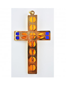 Croix métallique vitrail avec Christ