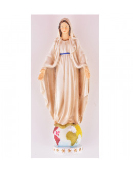 Statue Vierge Miraculeuse sur globe en résine