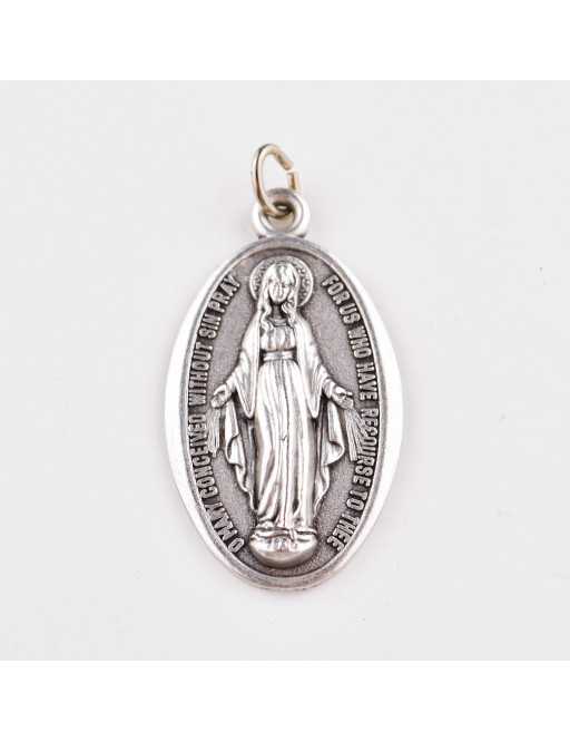 Médaille ovale Vierge Miraculeuse en métal argenté 3 cm