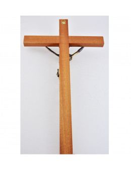 Grand crucifix bois avec Christ en métal 43 cm
