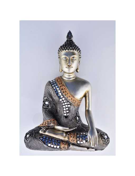 Bouddha Sakyamuni de méditation assis argenté