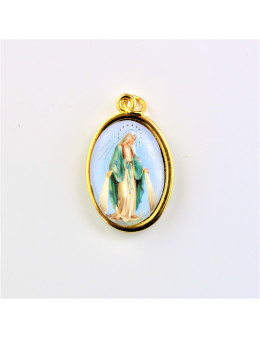 Médaille ovale Vierge miraculeuse en couleur