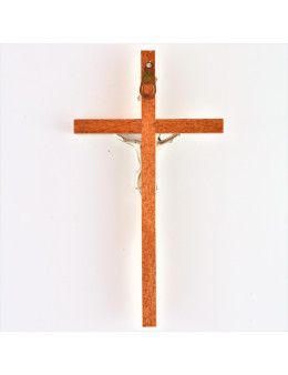 Crucifix bois et métal doré 13 cm