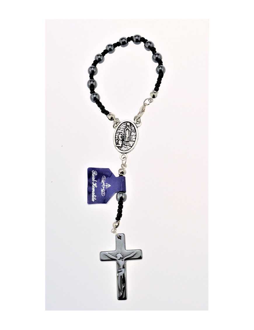Dizainier corde, perles et croix Hématite