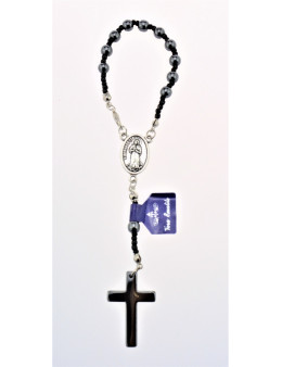 Dizainier corde, perles et croix Hématite
