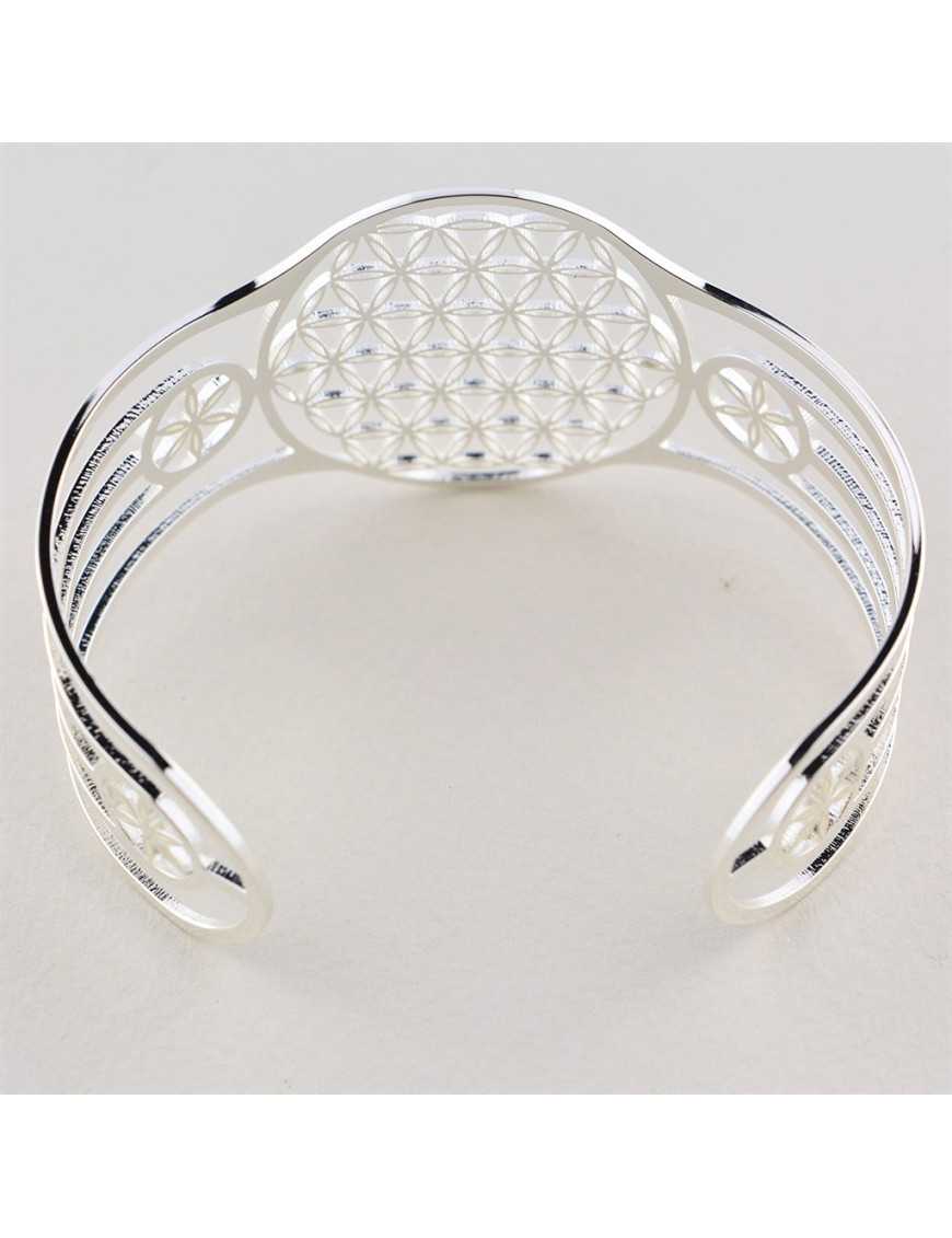 Bracelet réglable acier inoxydable Fleur de vie