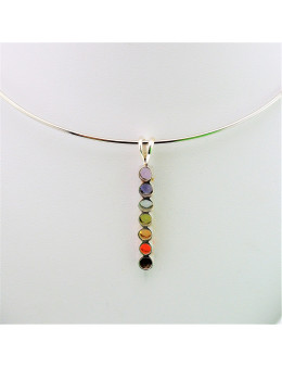 Pendentif argent pierres des chakras long