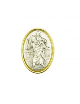 Magnet Saint Christophe ovale serti métal doré