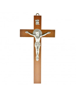 Crucifix / Croix bois acajou Saint Benoit