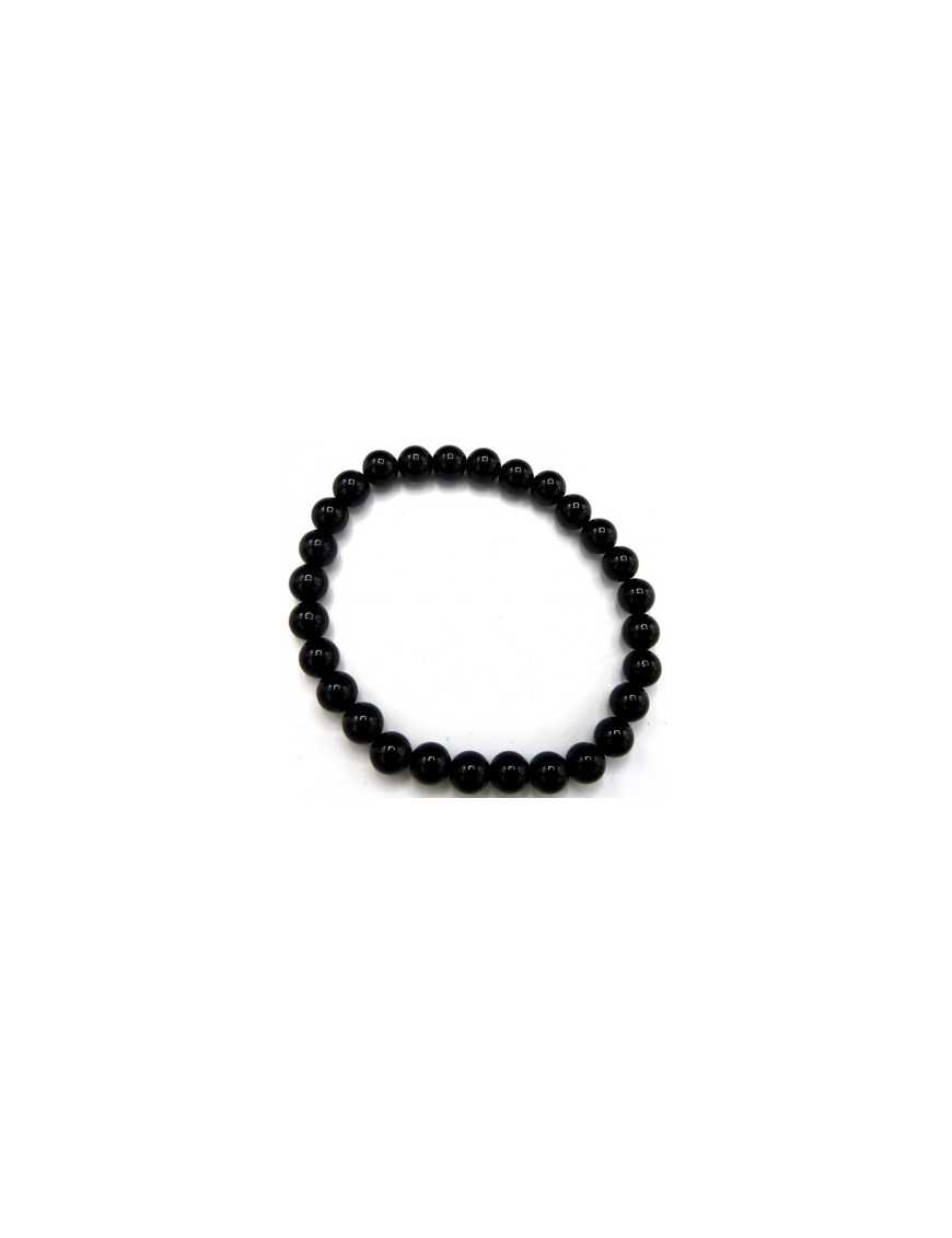 Bracelet perles tourmaline noire 6 mm