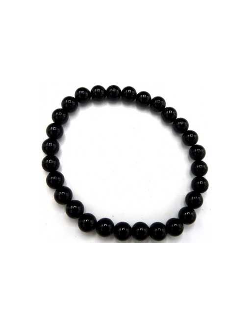 Bracelet perles tourmaline noire 6 mm