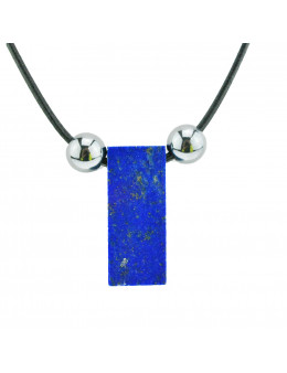 Collier corde et pierres, composition unique Lapis Lazuli et hématite
